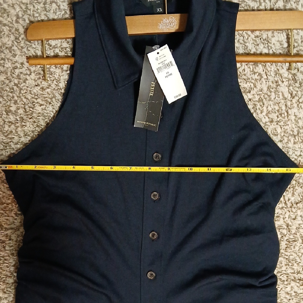 Elegant Navy Sleeveless Dress - Picture 9 of 14